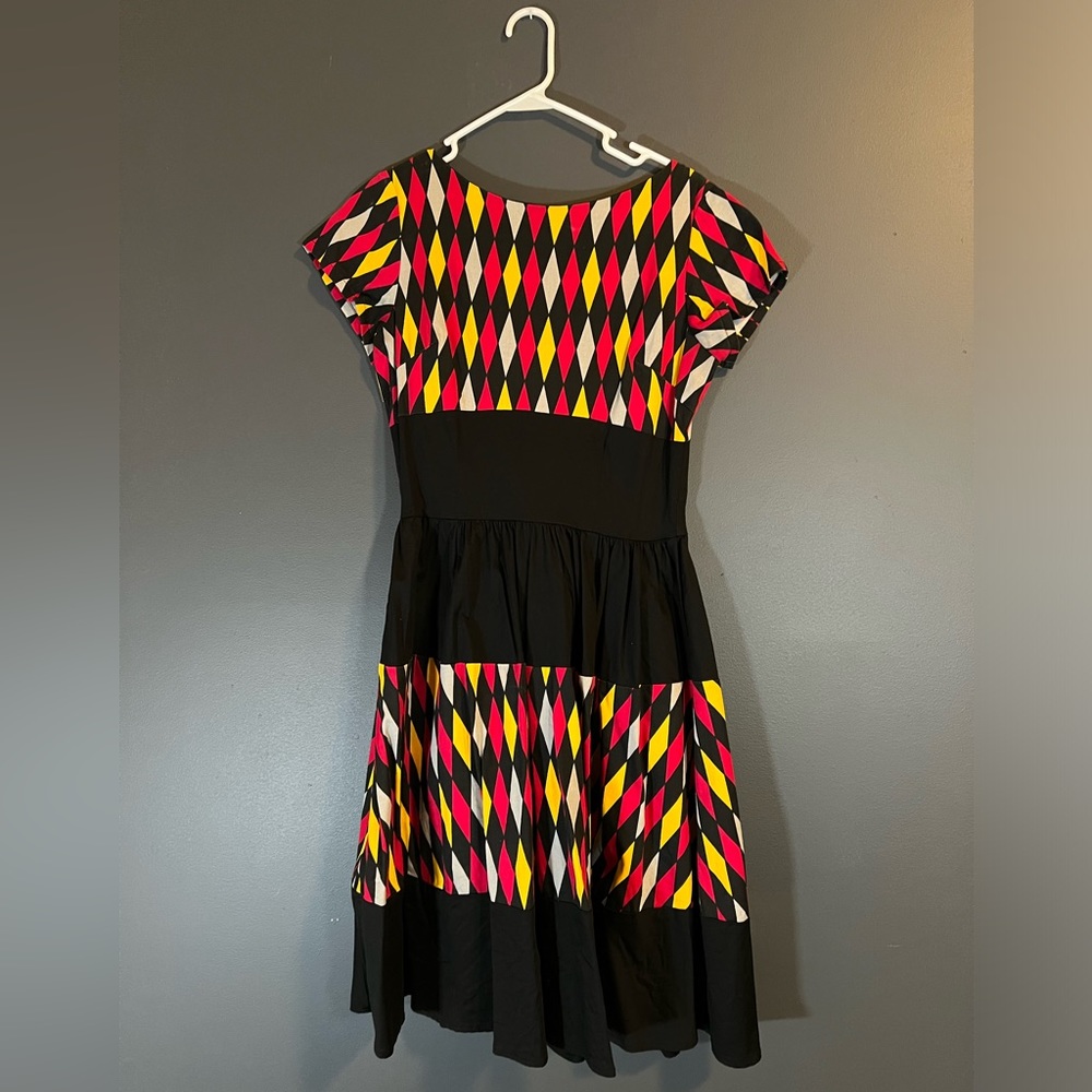 Pinup Girl Clothing House Harlequin Red Amanda Dress Size Medium - Picture 2 of 5